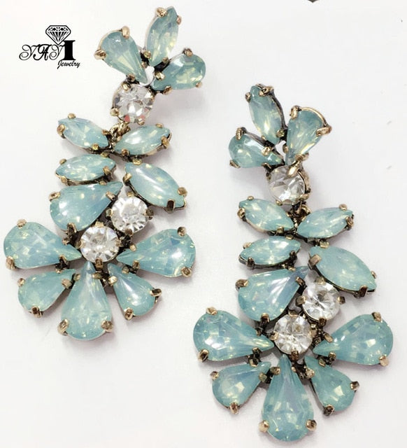 YaYi Jewelry Fashion Multi Glass Rhinestone Dangle Crystal Earring Women's Fashion Ancient Gold Color Gem Earrings Gift