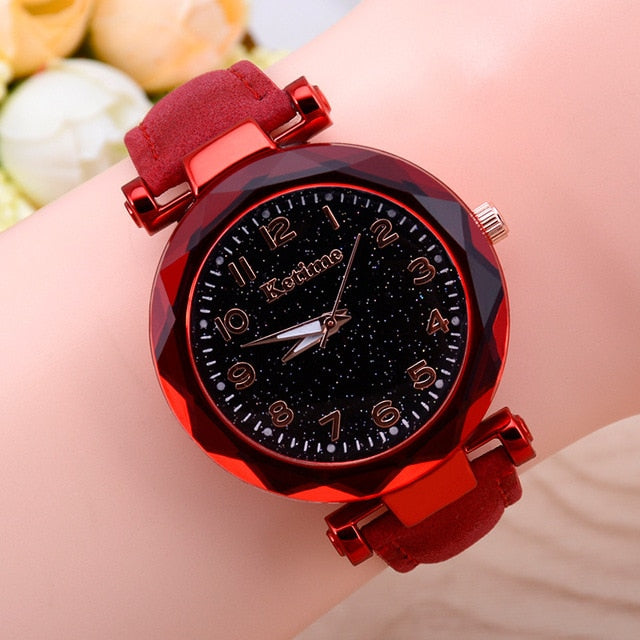 Casual Women Watches Starry Sky Quartz Wristwatch Female Clock Leather Fashion Ladies Wrist Watches reloj mujer relogio feminino