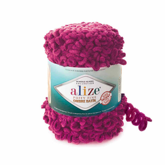 Yarn Alize 'puffy fine ombre batik' 500gr. 73 m. (100% micropolyester) (7279 fuchsia)