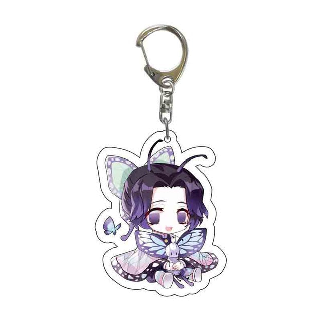 Anime Demon Slayer Acrylic Keychains Cute Kitty Blade of Ghost Key Chains Kamado Tanjirou Cosplay Pompom Yaiba Keyrings Pendant