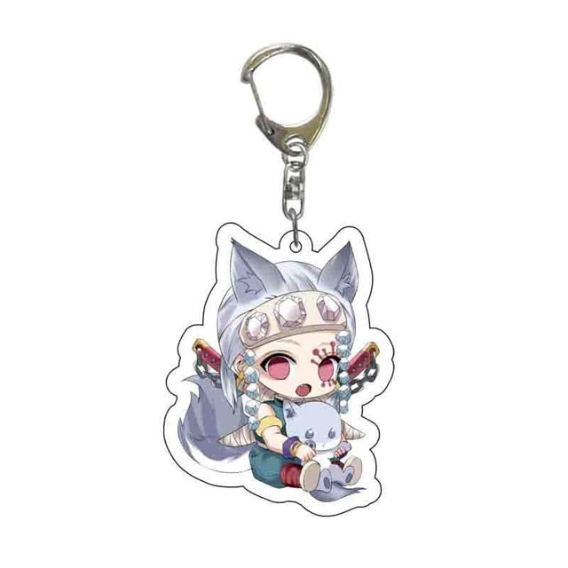 Anime Demon Slayer Acrylic Keychains Cute Kitty Blade of Ghost Key Chains Kamado Tanjirou Cosplay Pompom Yaiba Keyrings Pendant