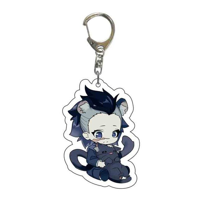 Anime Demon Slayer Acrylic Keychains Cute Kitty Blade of Ghost Key Chains Kamado Tanjirou Cosplay Pompom Yaiba Keyrings Pendant