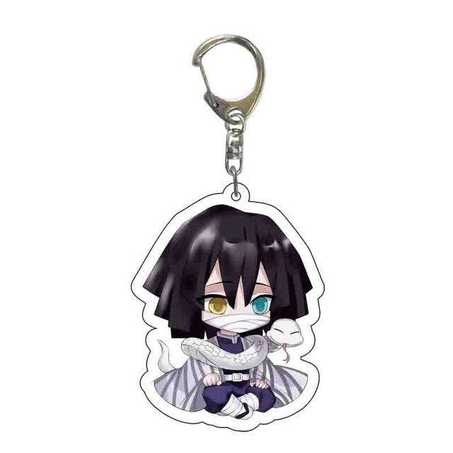 Anime Demon Slayer Acrylic Keychains Cute Kitty Blade of Ghost Key Chains Kamado Tanjirou Cosplay Pompom Yaiba Keyrings Pendant