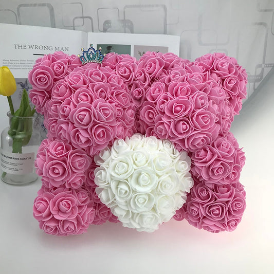 40CM Love Heart Rose Bear Artificial Flowers Soap Foam Rose Flower Panda Christmas Gifts for Women Valentine's Day Gift