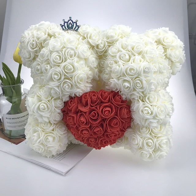 40CM Love Heart Rose Bear Artificial Flowers Soap Foam Rose Flower Panda Christmas Gifts for Women Valentine's Day Gift