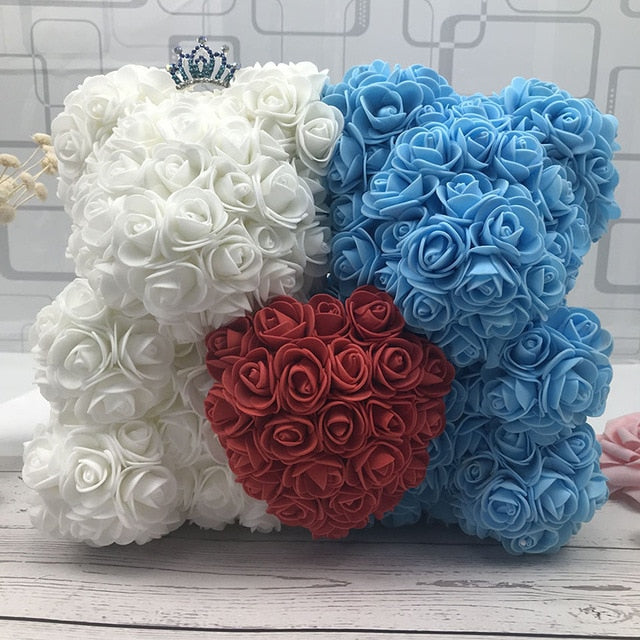 40CM Love Heart Rose Bear Artificial Flowers Soap Foam Rose Flower Panda Christmas Gifts for Women Valentine's Day Gift