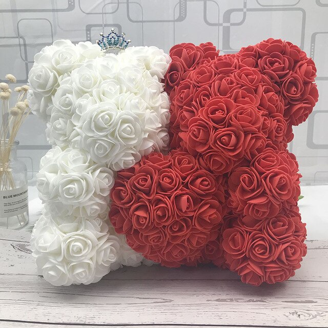 40CM Love Heart Rose Bear Artificial Flowers Soap Foam Rose Flower Panda Christmas Gifts for Women Valentine's Day Gift