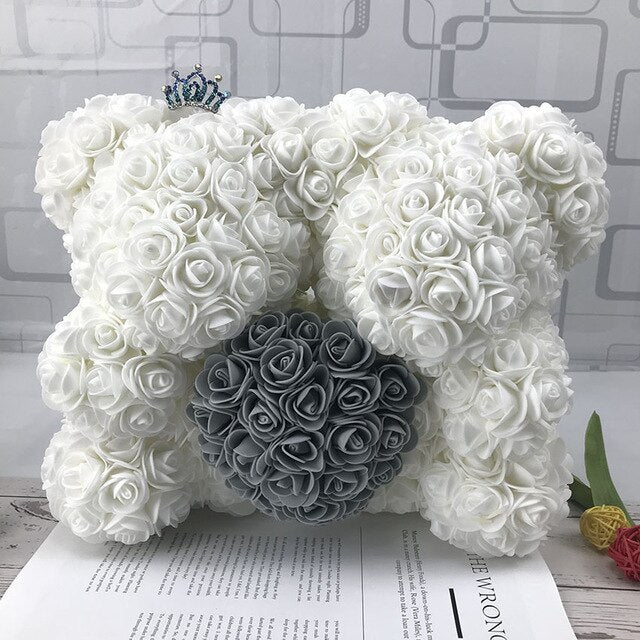 40CM Love Heart Rose Bear Artificial Flowers Soap Foam Rose Flower Panda Christmas Gifts for Women Valentine's Day Gift