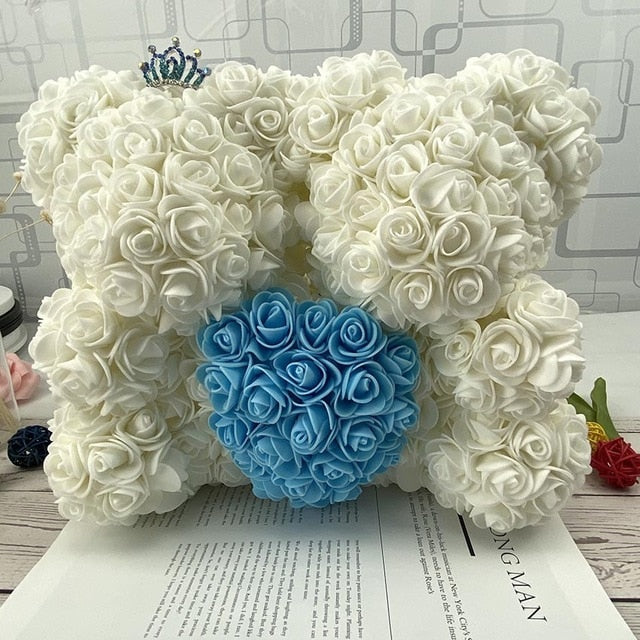 40CM Love Heart Rose Bear Artificial Flowers Soap Foam Rose Flower Panda Christmas Gifts for Women Valentine's Day Gift