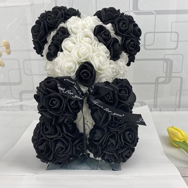 40CM Love Heart Rose Bear Artificial Flowers Soap Foam Rose Flower Panda Christmas Gifts for Women Valentine's Day Gift