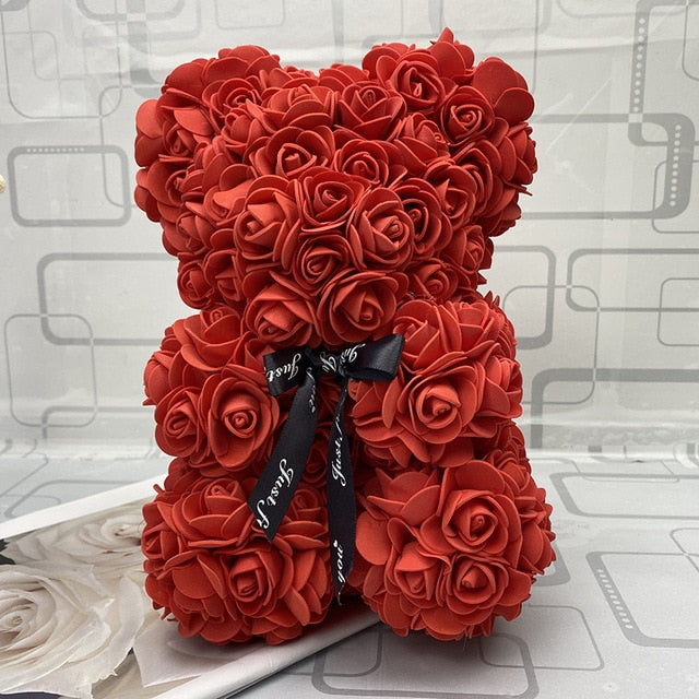 40CM Love Heart Rose Bear Artificial Flowers Soap Foam Rose Flower Panda Christmas Gifts for Women Valentine's Day Gift