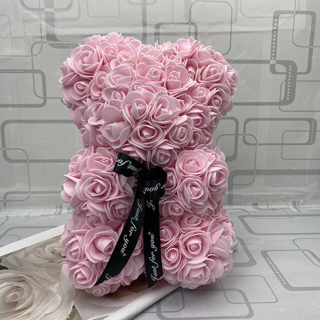 40CM Love Heart Rose Bear Artificial Flowers Soap Foam Rose Flower Panda Christmas Gifts for Women Valentine's Day Gift