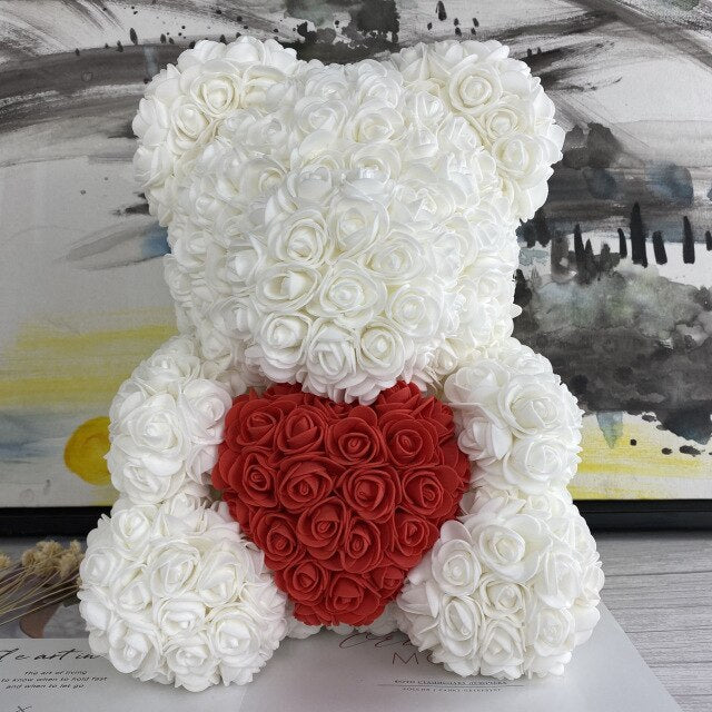 40CM Love Heart Rose Bear Artificial Flowers Soap Foam Rose Flower Panda Christmas Gifts for Women Valentine's Day Gift