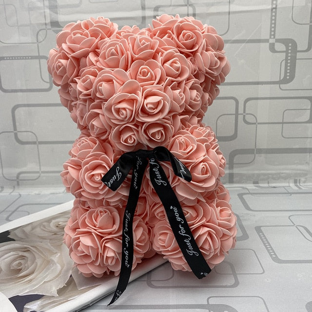 40CM Love Heart Rose Bear Artificial Flowers Soap Foam Rose Flower Panda Christmas Gifts for Women Valentine's Day Gift