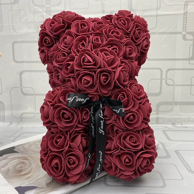 40CM Love Heart Rose Bear Artificial Flowers Soap Foam Rose Flower Panda Christmas Gifts for Women Valentine's Day Gift