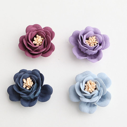 New Arrival 30PCS 3.5cm Handmade Felt Flowers with stamen Flatback DIY Jewelry Accessory Material Girl Hairband