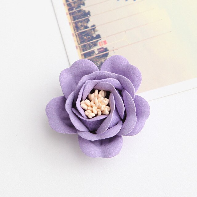 New Arrival 30PCS 3.5cm Handmade Felt Flowers with stamen Flatback DIY Jewelry Accessory Material Girl Hairband