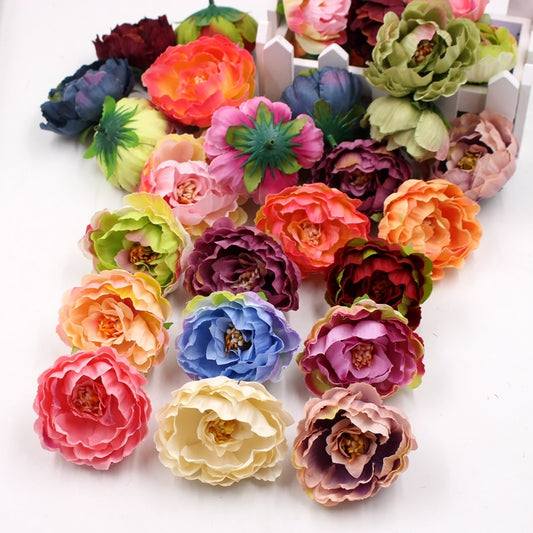 5pcs 5cm silk peony flower head artificial flower wedding family party decoration DIY cut and paste hand wreath hats flower