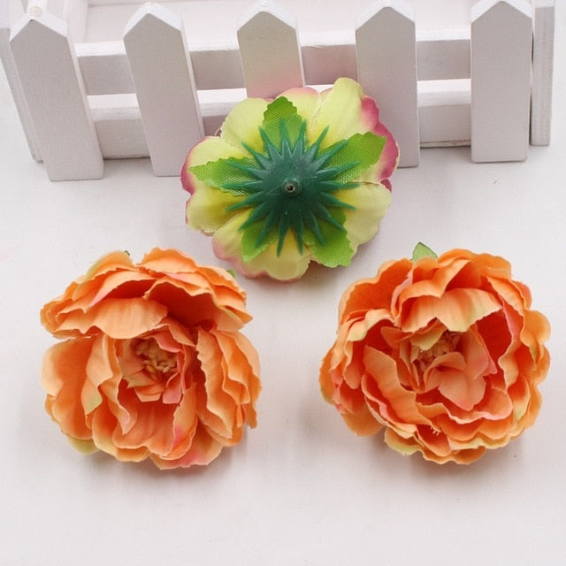 5pcs 5cm silk peony flower head artificial flower wedding family party decoration DIY cut and paste hand wreath hats flower