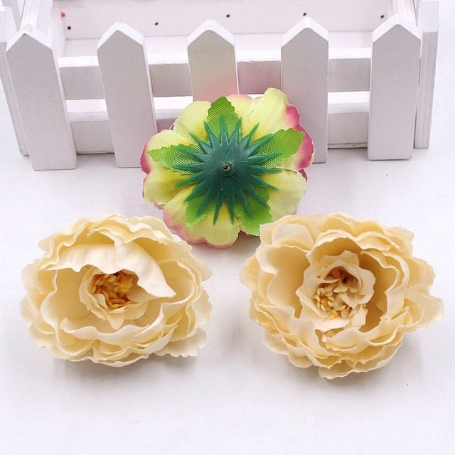 5pcs 5cm silk peony flower head artificial flower wedding family party decoration DIY cut and paste hand wreath hats flower