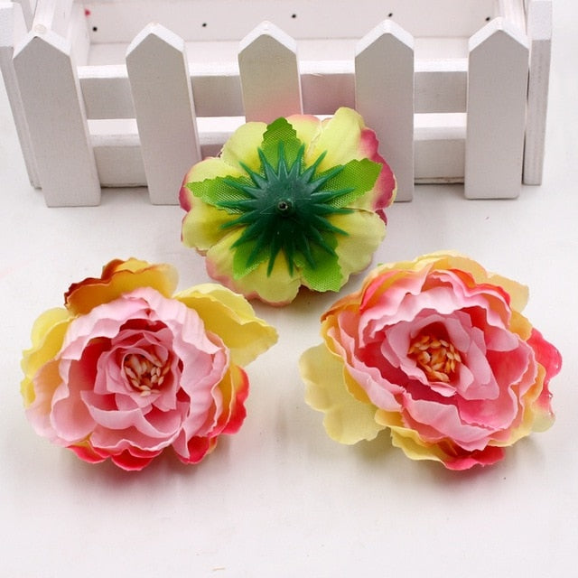 5pcs 5cm silk peony flower head artificial flower wedding family party decoration DIY cut and paste hand wreath hats flower