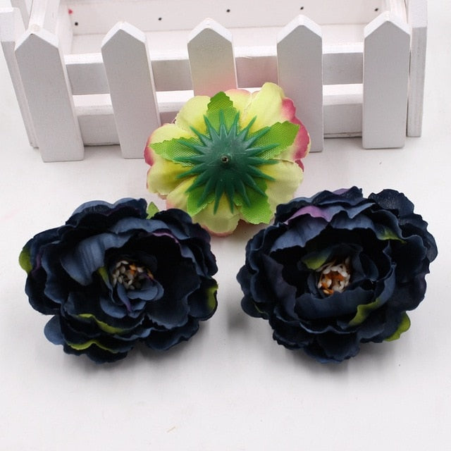 5pcs 5cm silk peony flower head artificial flower wedding family party decoration DIY cut and paste hand wreath hats flower