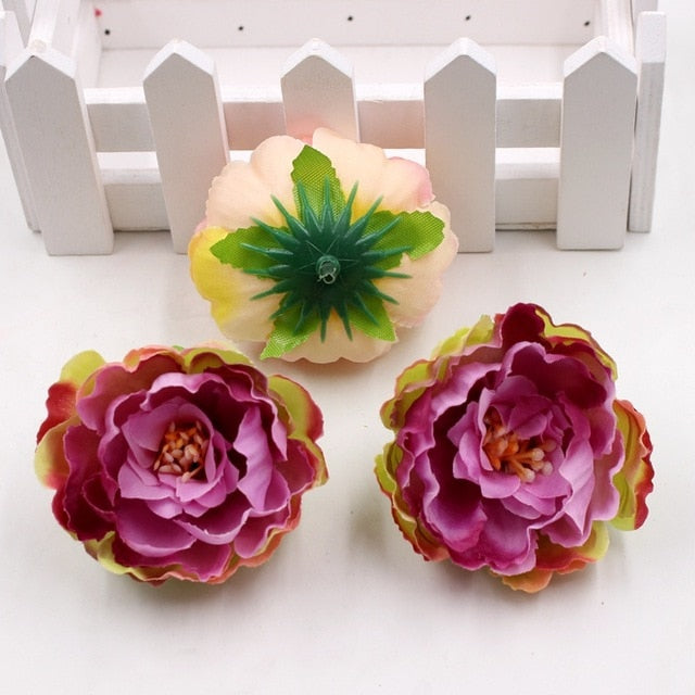 5pcs 5cm silk peony flower head artificial flower wedding family party decoration DIY cut and paste hand wreath hats flower